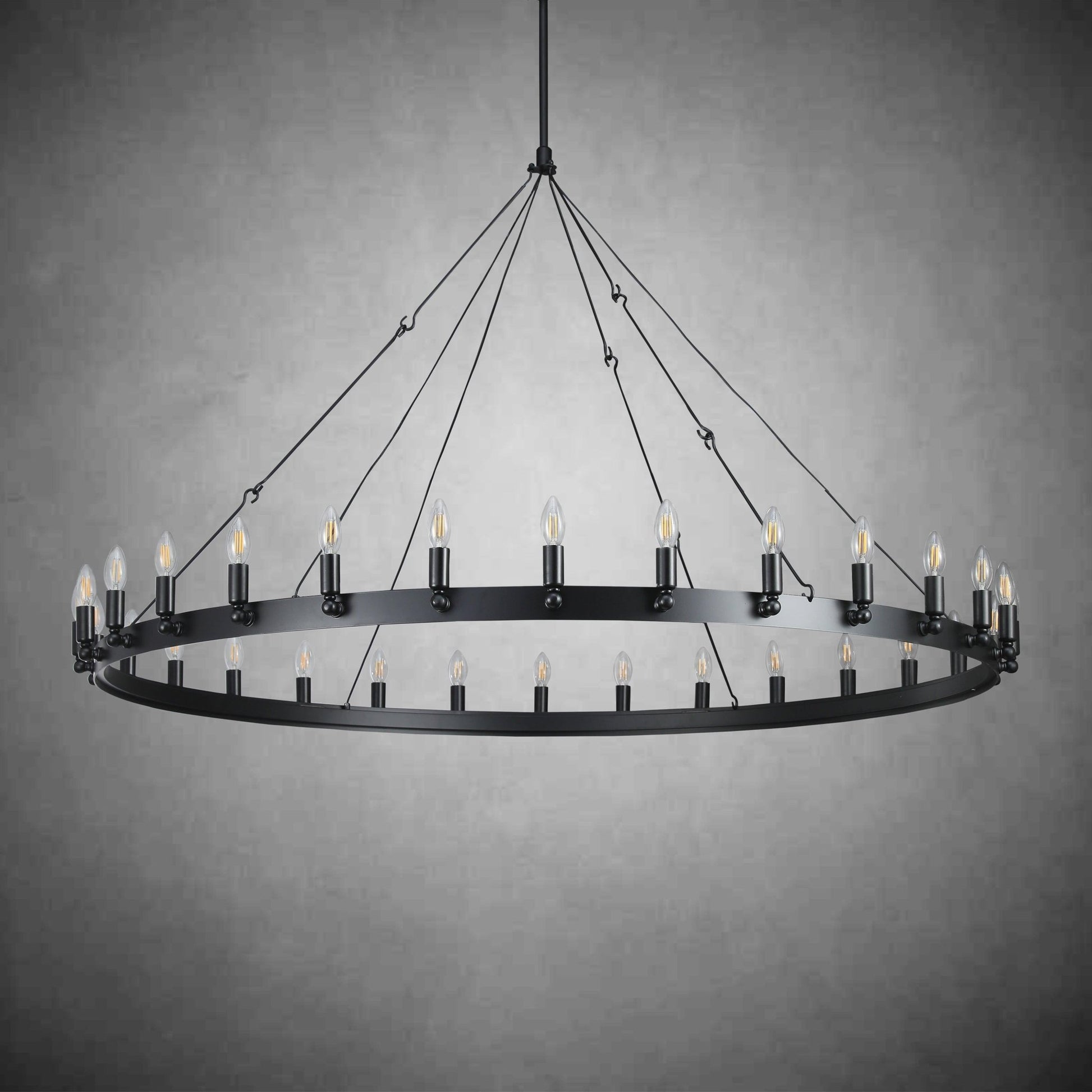 Camina Vintage Candelabra Round Chandelier 50" - GILDLAMPS
