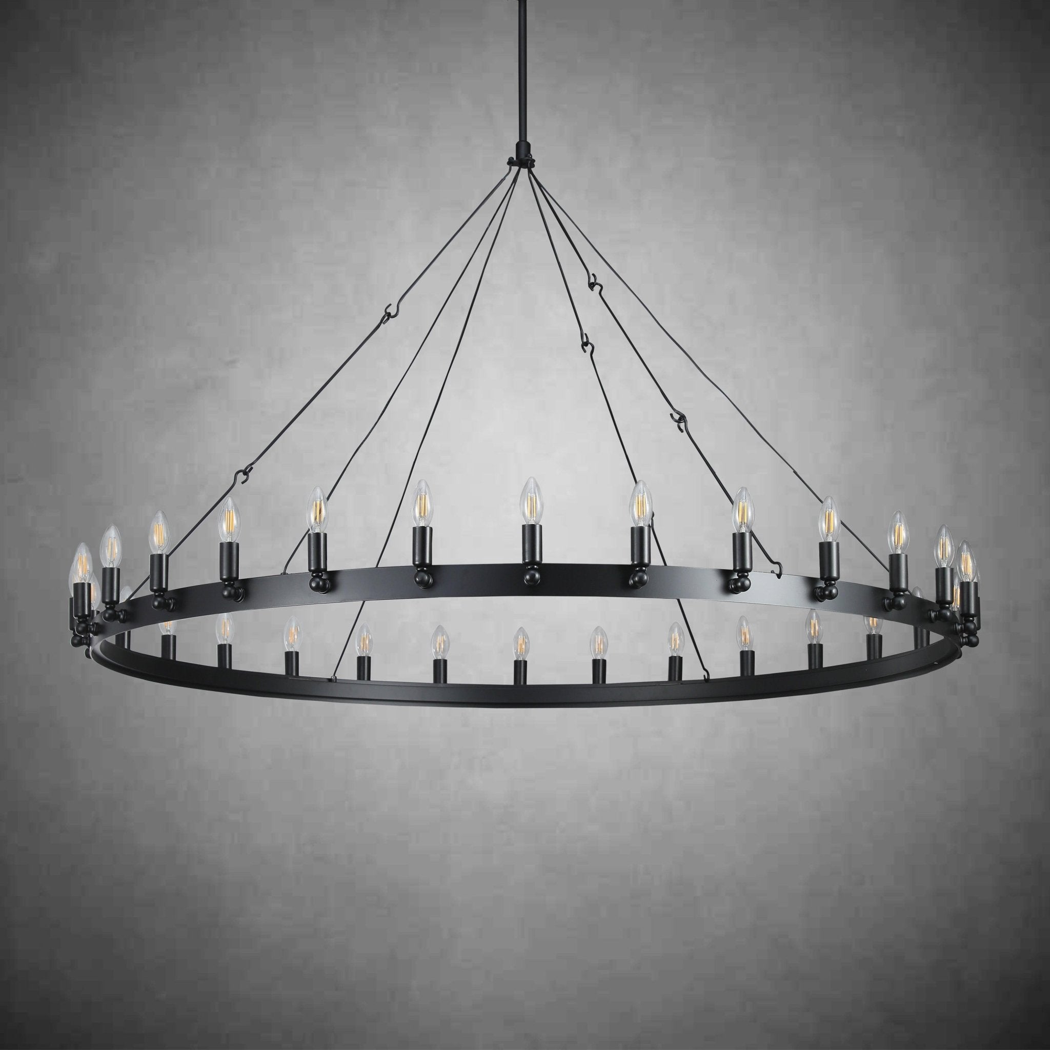 Camina Vintage Candelabra Round Chandelier 50" - GILDLAMPS