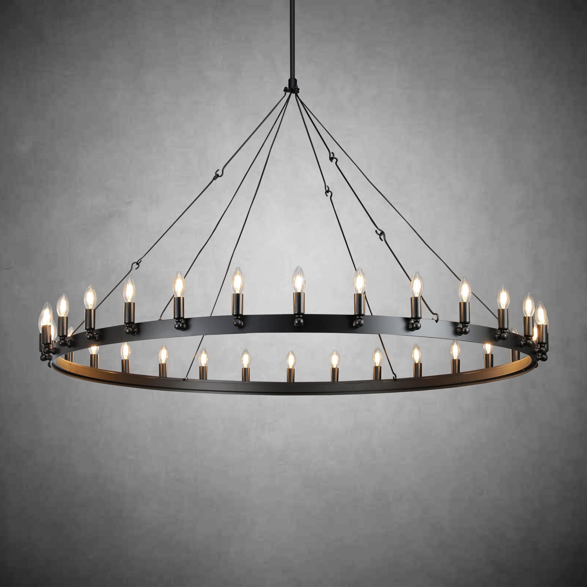 Camina Vintage Candelabra Round Chandelier 50" - GILDLAMPS