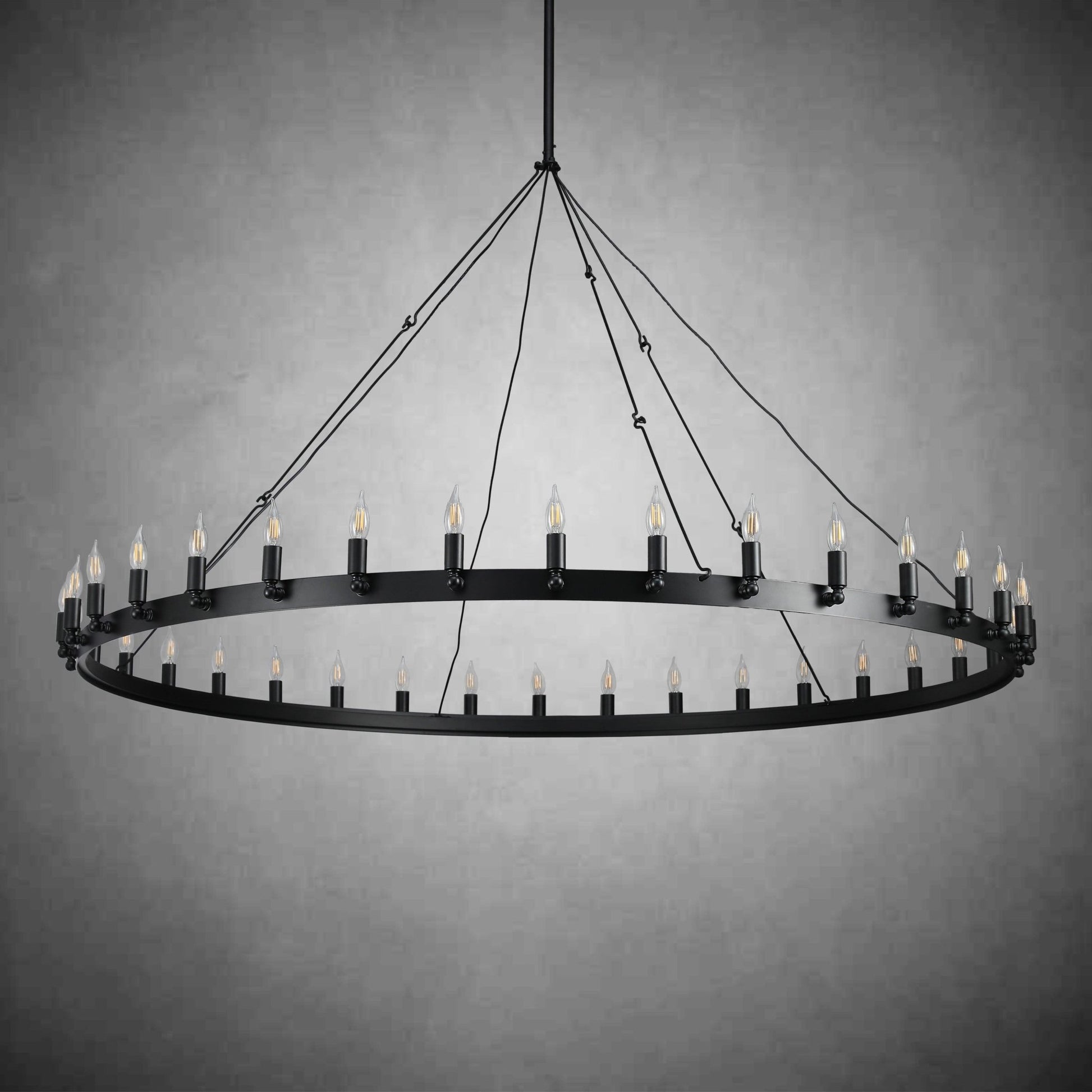 Camina Vintage Candelabra Round Chandelier 63" - GILDLAMPS