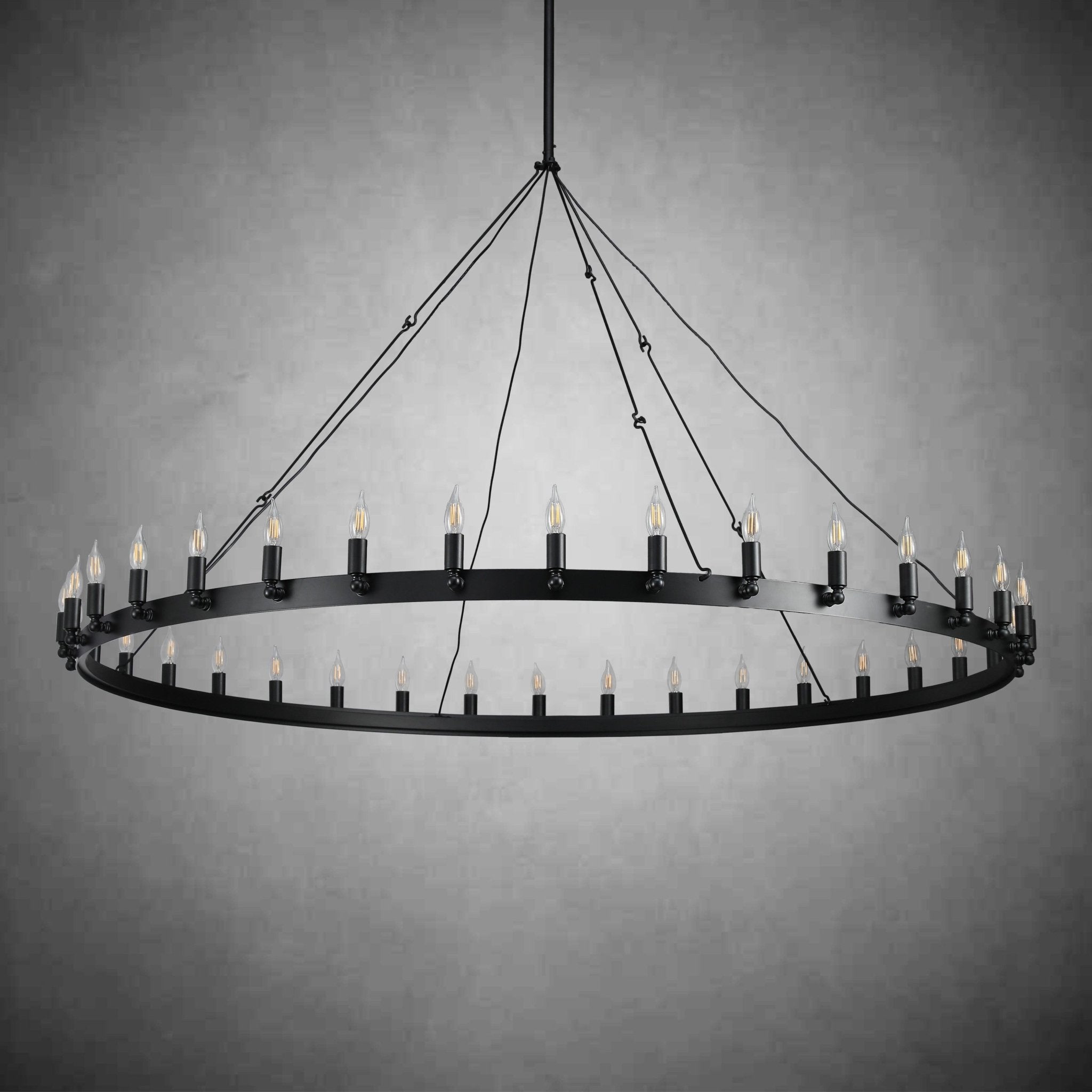 Camina Vintage Candelabra Round Chandelier 63" - GILDLAMPS