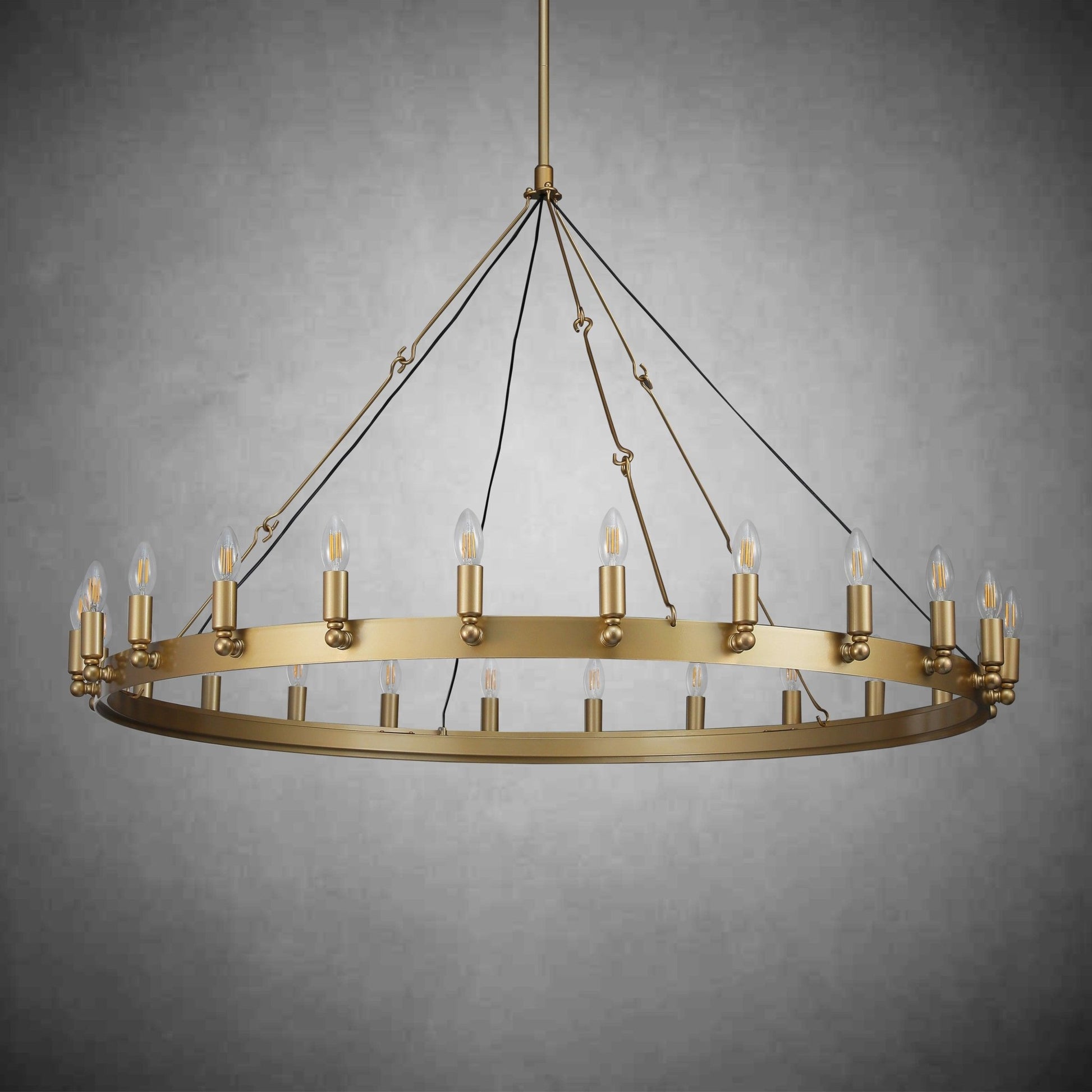 Camina Vintage Candelabra Round Chandelier 63" - GILDLAMPS