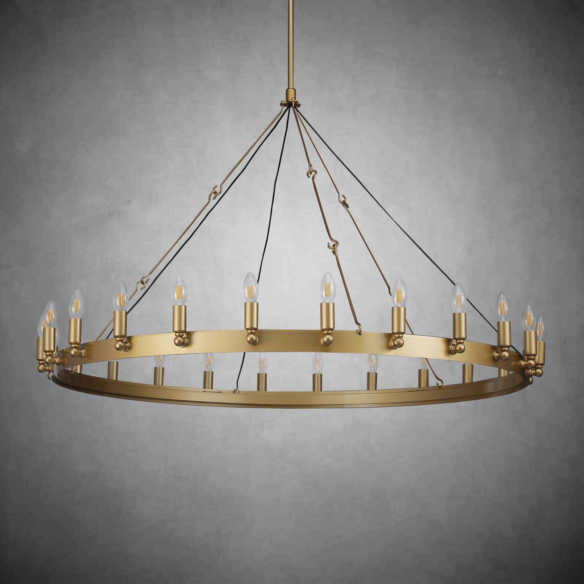 Camina Vintage Candelabra Round Chandelier 63" - GILDLAMPS