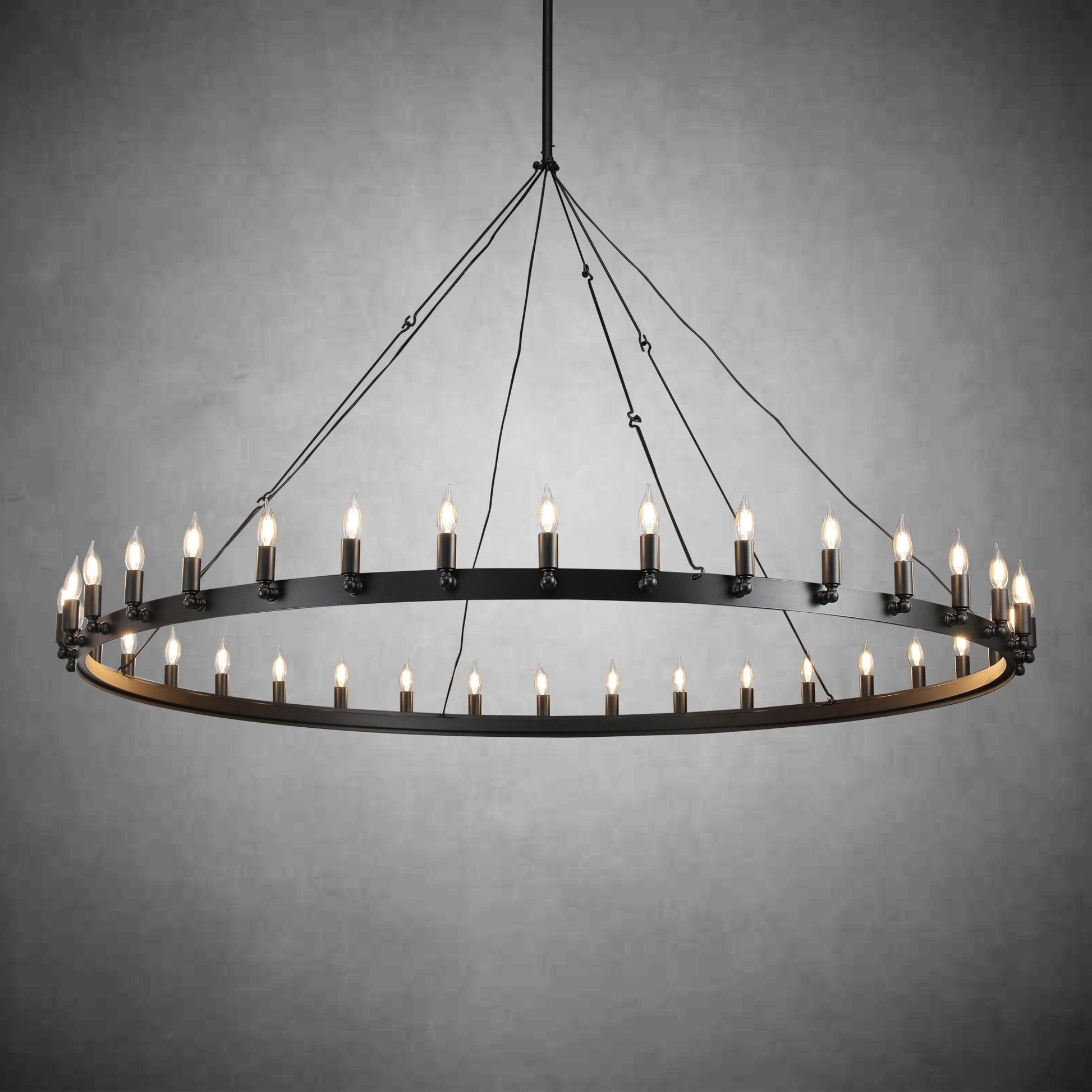 Camina Vintage Candelabra Round Chandelier 63" - GILDLAMPS