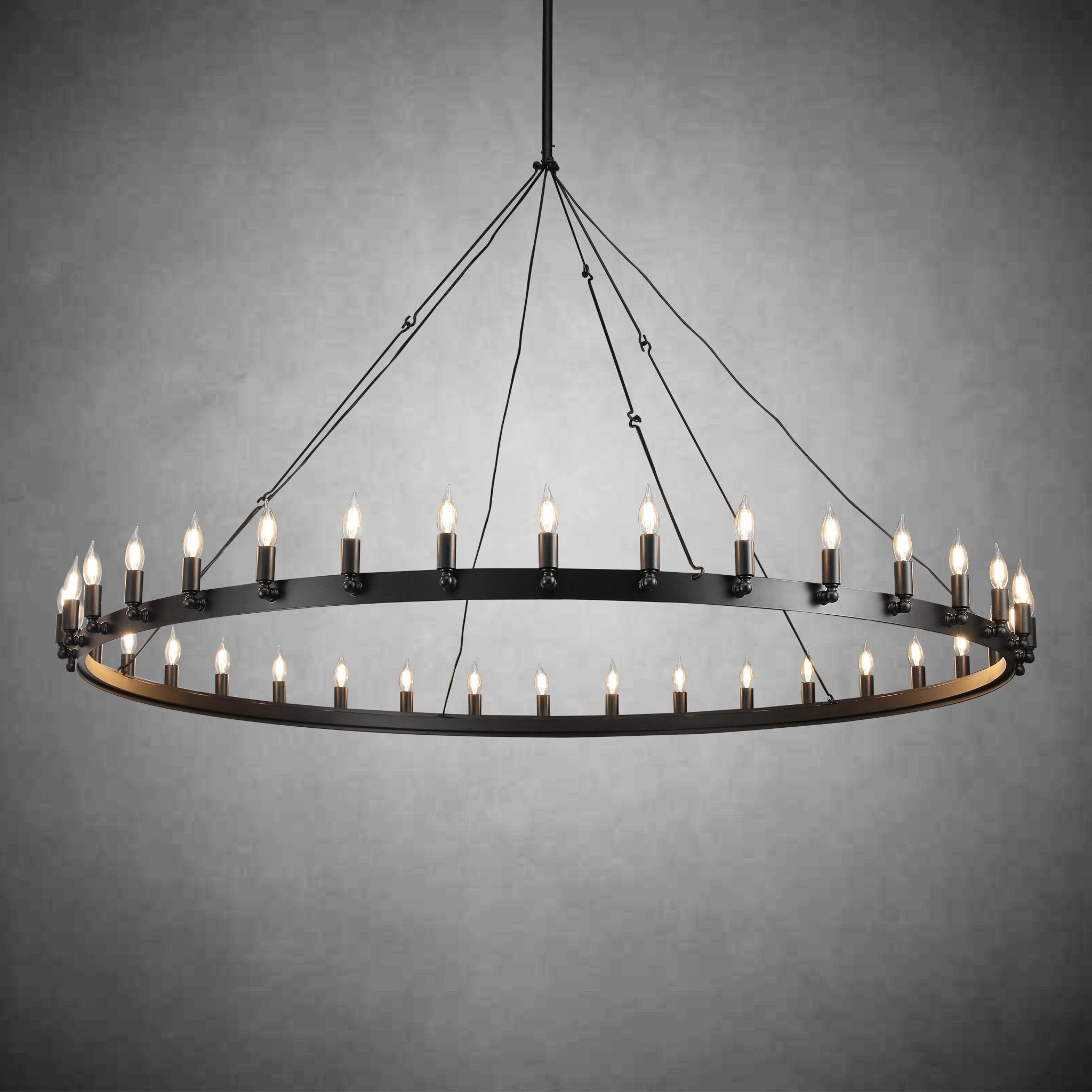 Camina Vintage Candelabra Round Chandelier 63" - GILDLAMPS