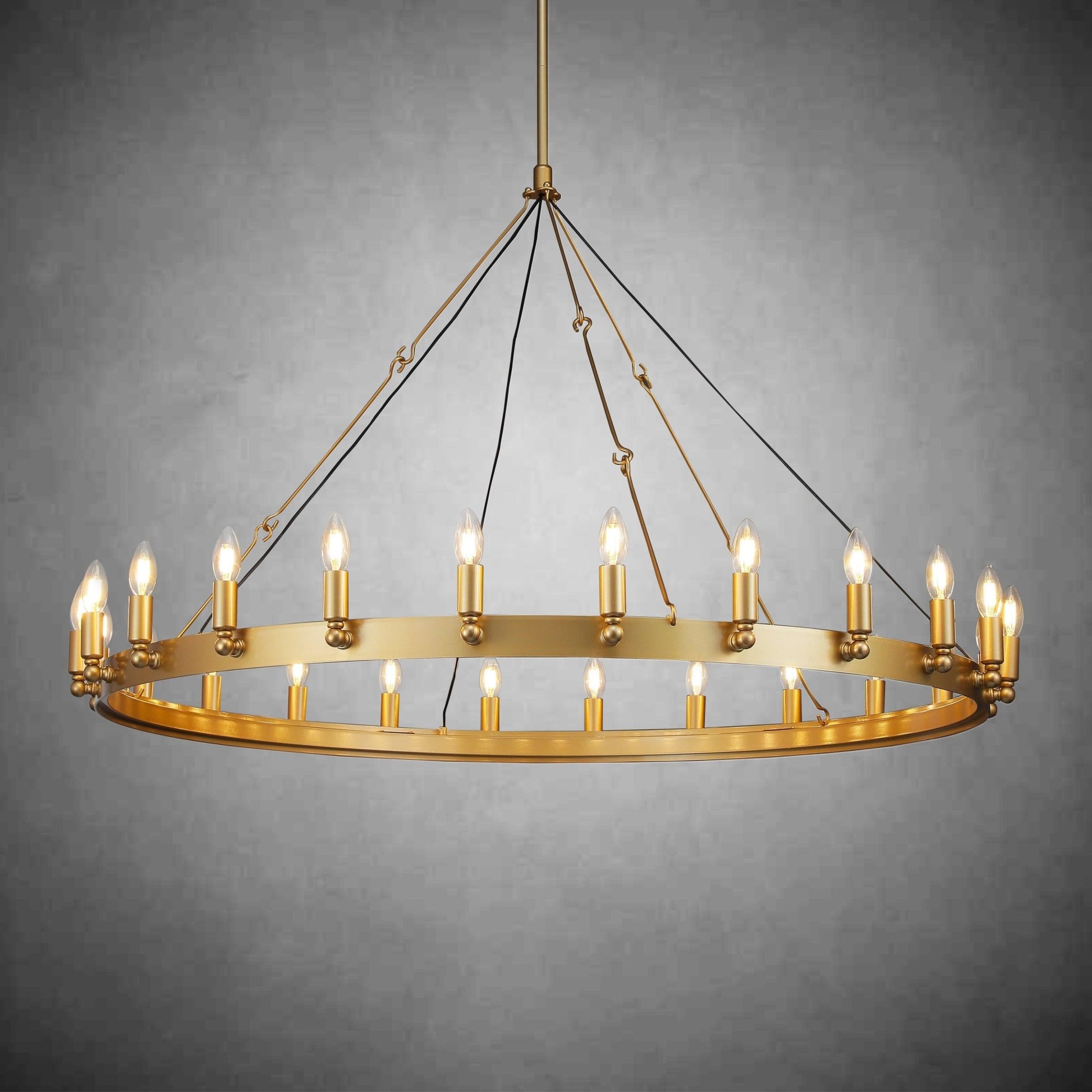 Camina Vintage Candelabra Round Chandelier 63" - GILDLAMPS