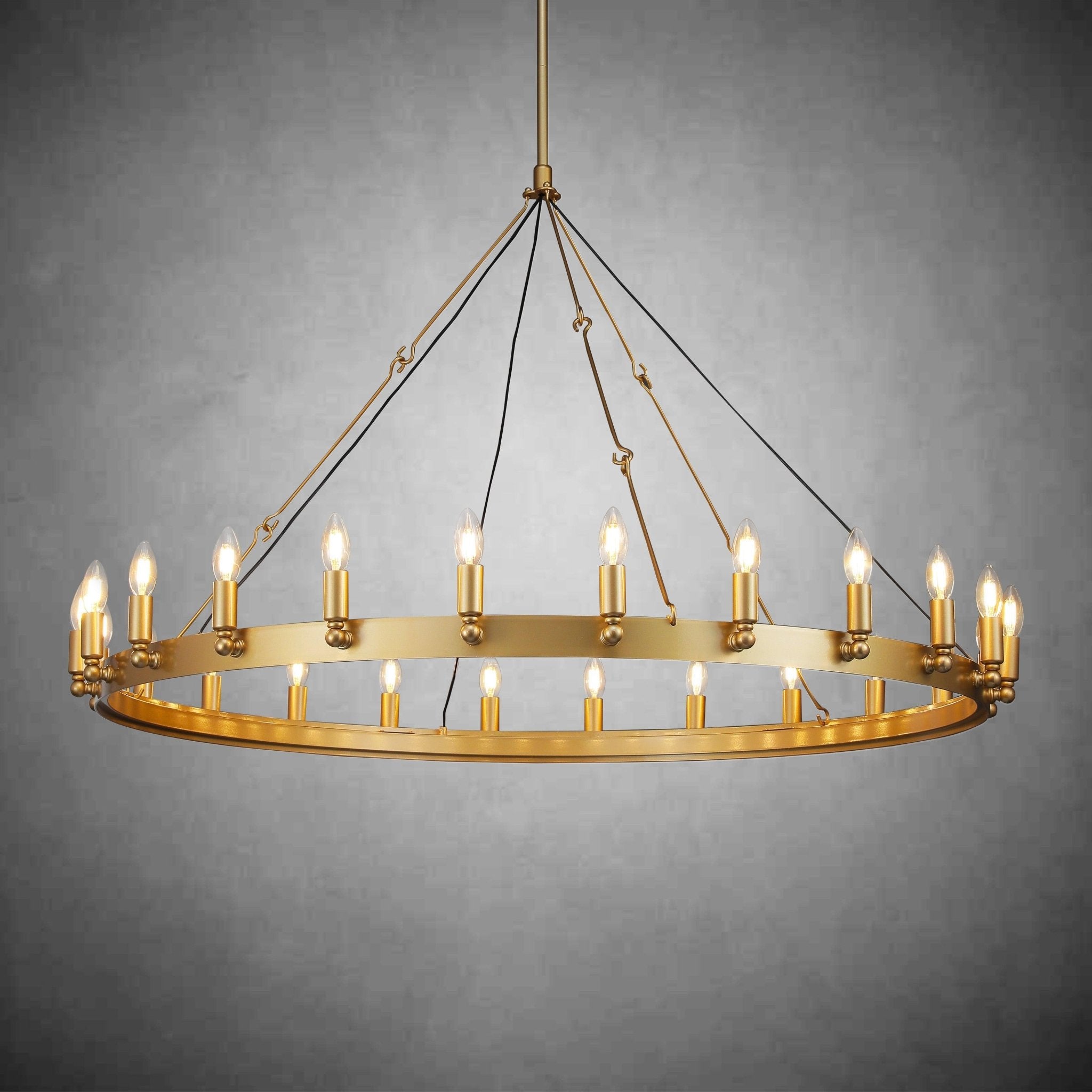 Camina Vintage Candelabra Round Chandelier 63" - GILDLAMPS