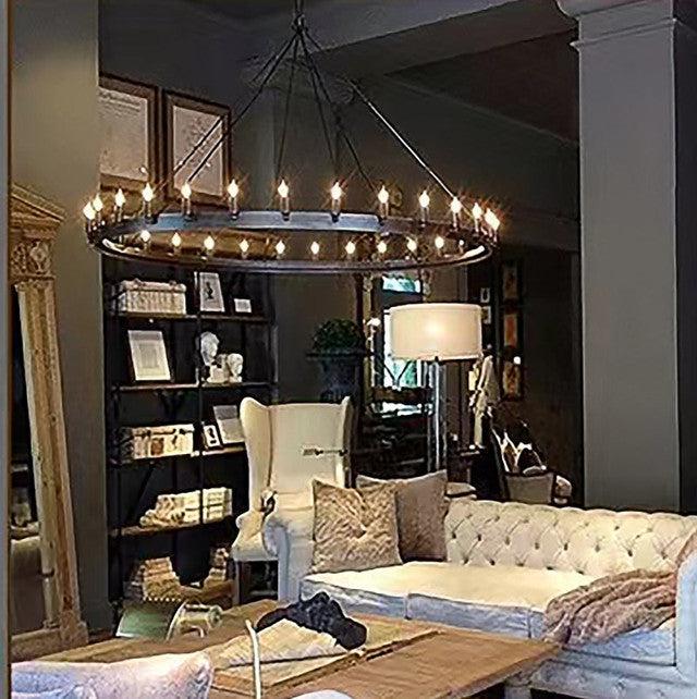 Camina Vintage Candelabra Round Chandelier 73" - GILDLAMPS
