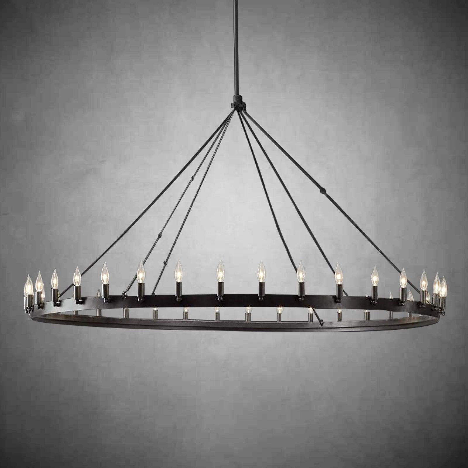 Camina Vintage Candelabra Round Chandelier 73" - GILDLAMPS