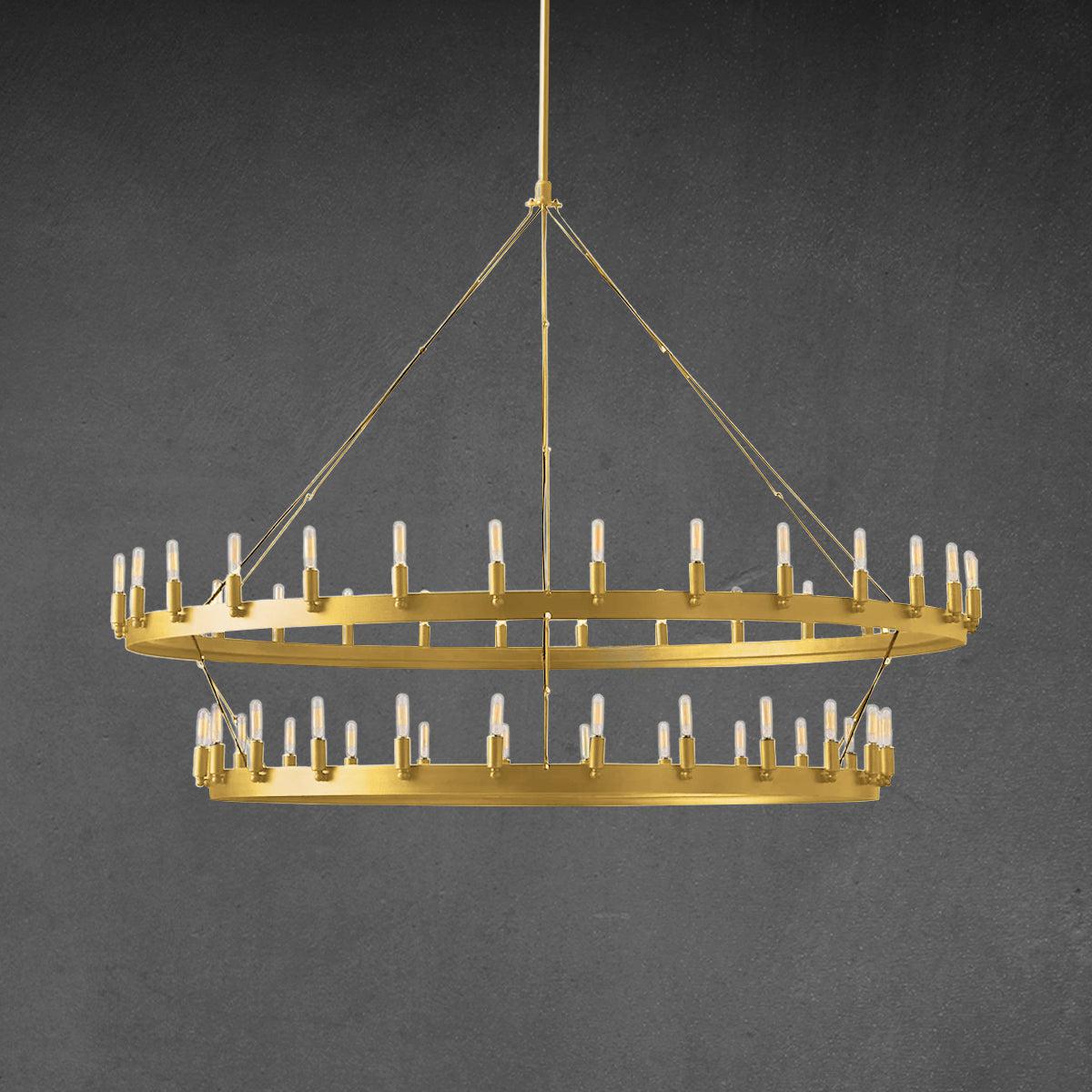 Camina Vintage Filament 2-Tier Round Chandelier 63'' - GILDLAMPS