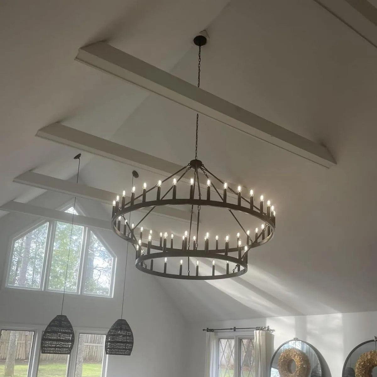 Camina Vintage Filament 2-Tier Round Chandelier 63'' - GILDLAMPS