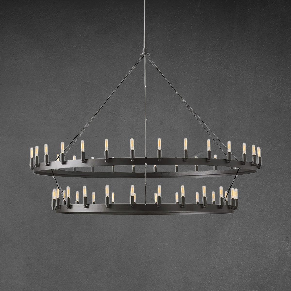Camina Vintage Filament 2-Tier Round Chandelier 63'' - GILDLAMPS