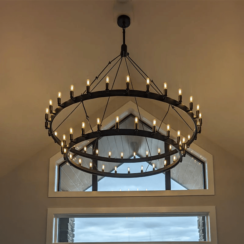 Camina Vintage Filament 2-Tier Round Chandelier 63'' - GILDLAMPS