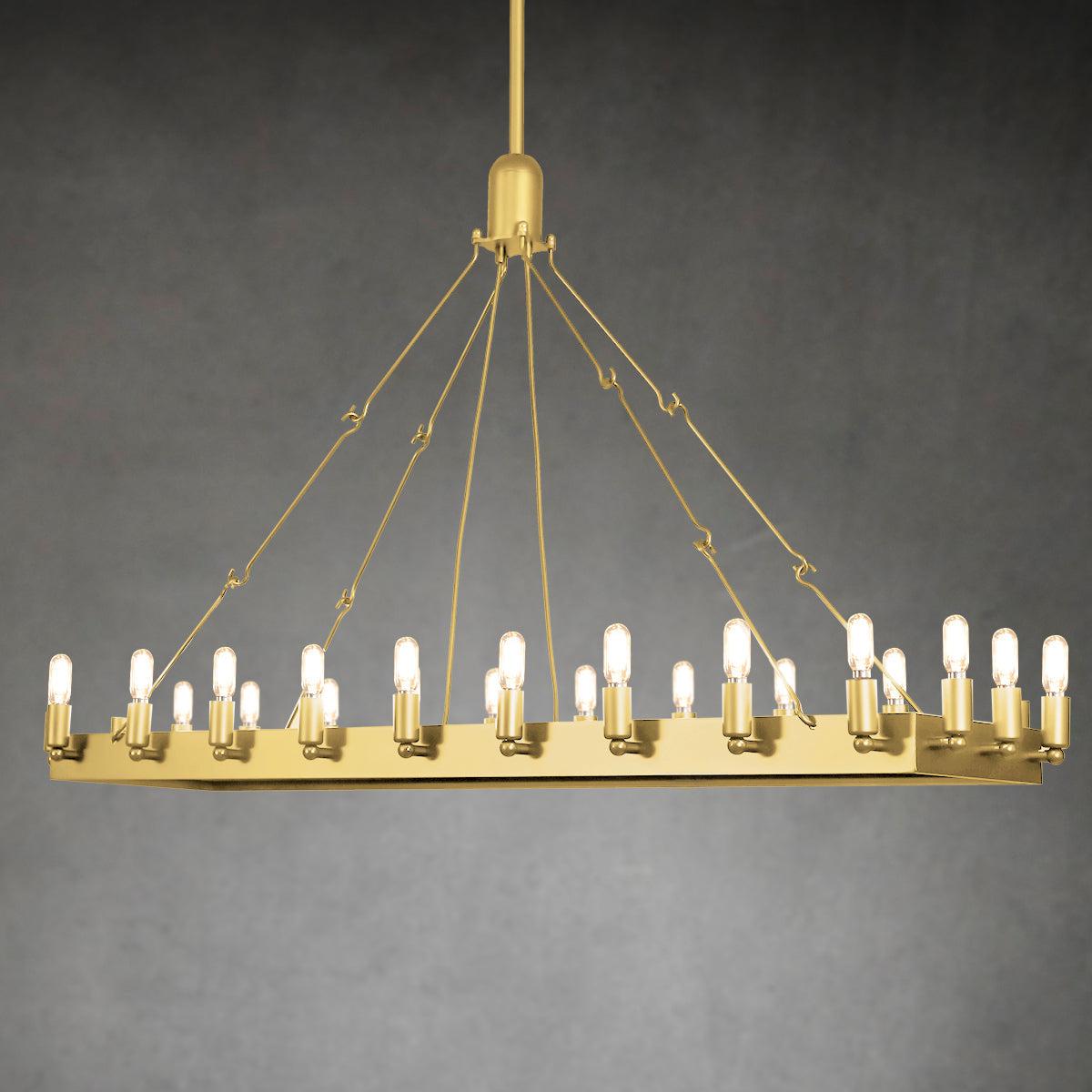 Camina Vintage Filament Rectangle Chandelier 41''52'' - GILDLAMPS