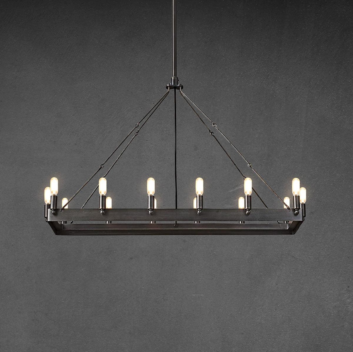 Camina Vintage Filament Rectangle Chandelier 41''52'' - GILDLAMPS