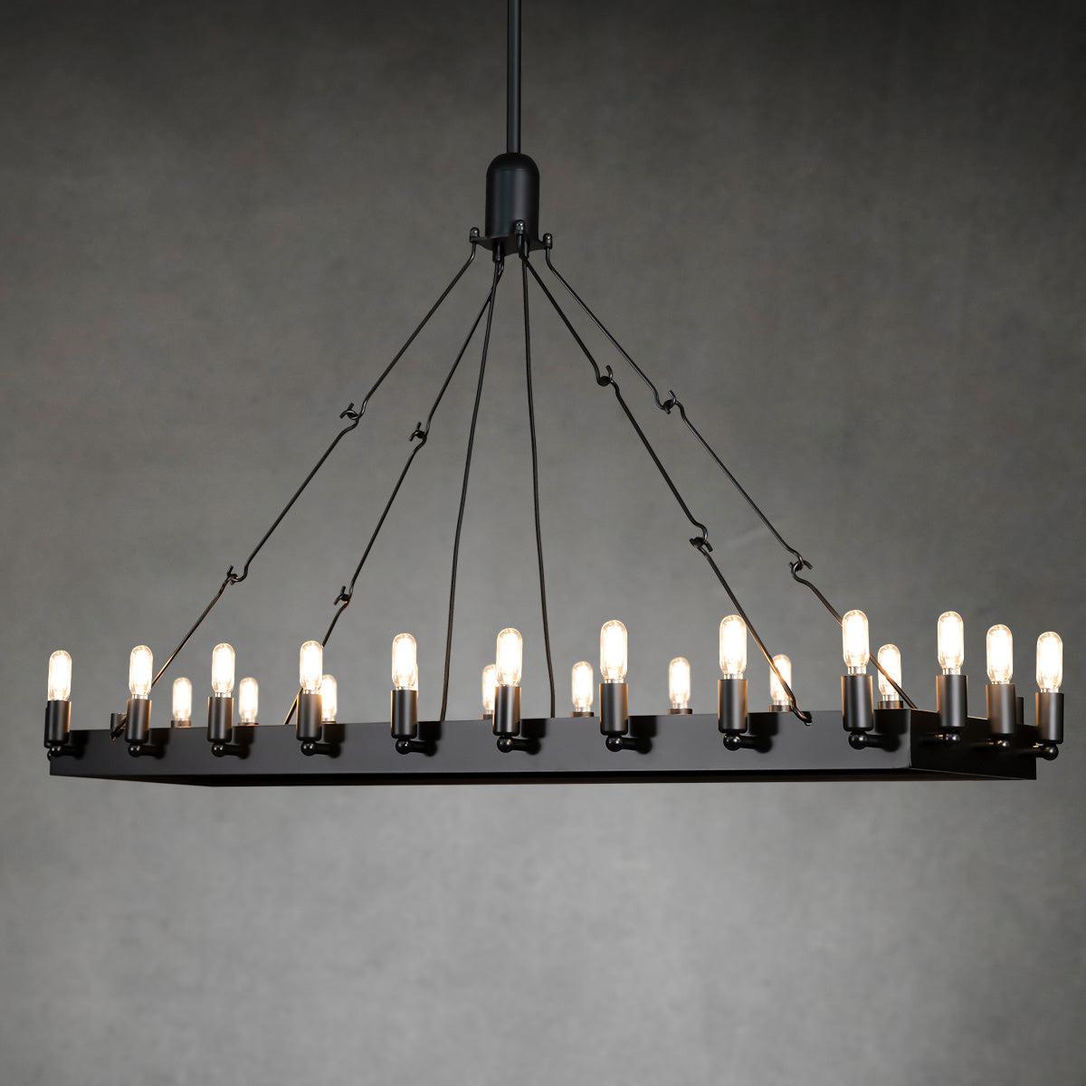 Camina Vintage Filament Rectangle Chandelier 41''52'' - GILDLAMPS