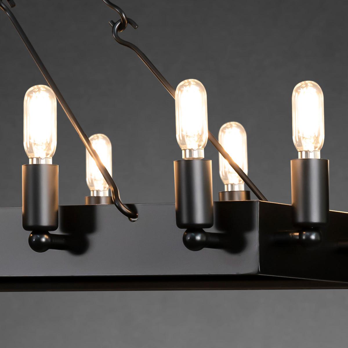 Camina Vintage Filament Rectangle Chandelier 41''52'' - GILDLAMPS