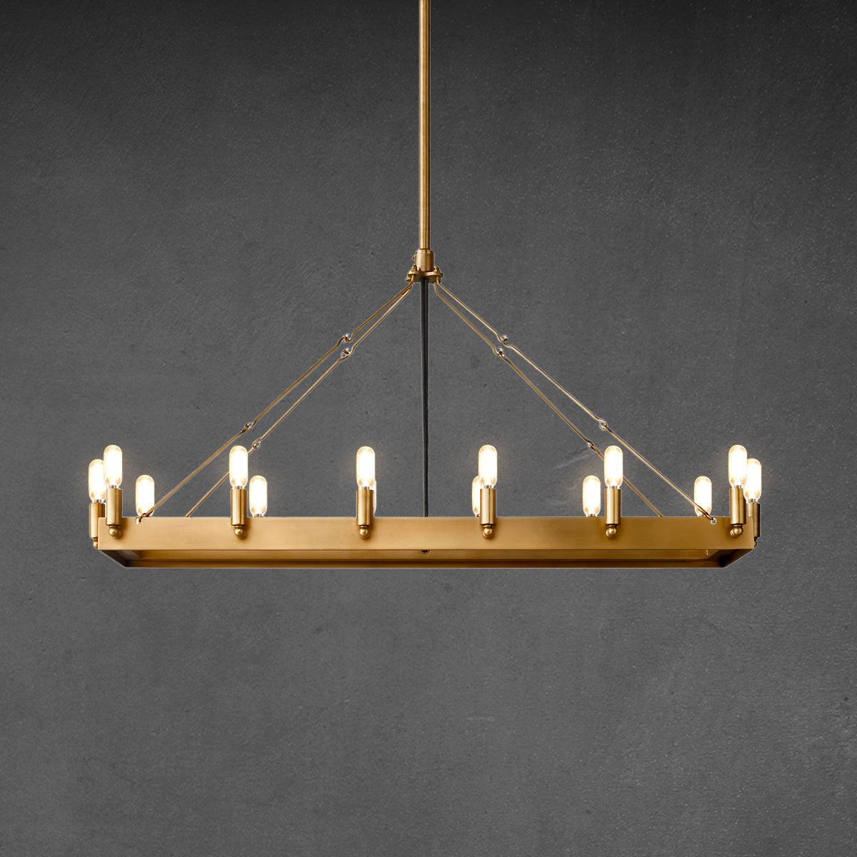 Camina Vintage Filament Rectangle Chandelier 41''52'' - GILDLAMPS