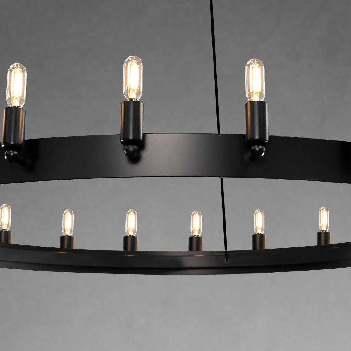 Camina Vintage Filament Two-Tier Round Chandelier 38" - GILDLAMPS