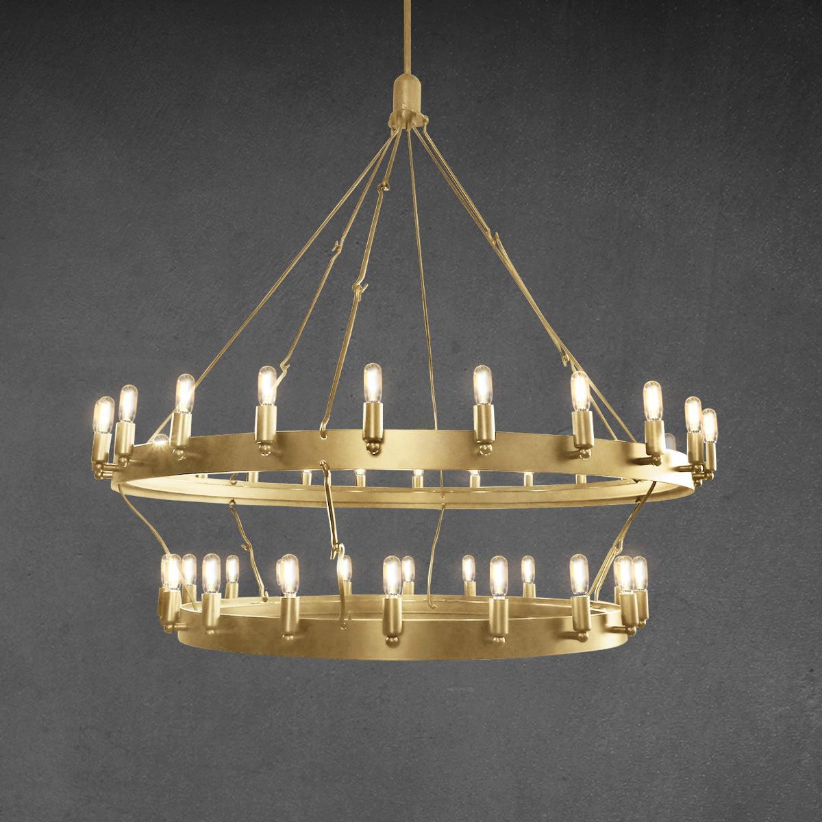 Camina Vintage Filament Two-Tier Round Chandelier 38" - GILDLAMPS