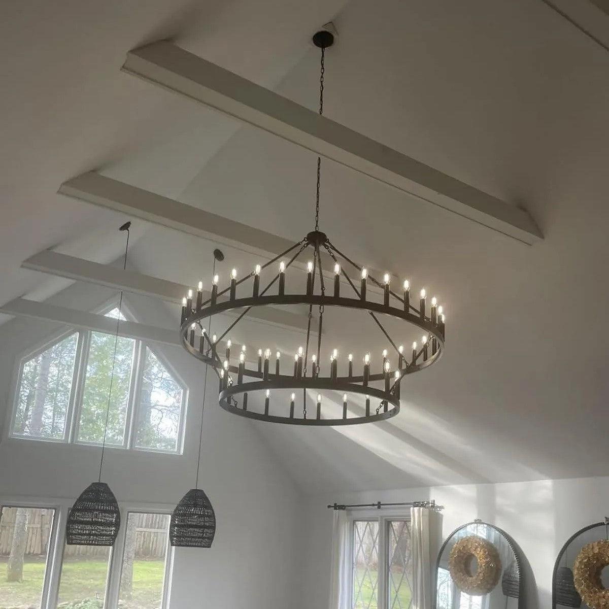 Camina Vintage Filament Two-Tier Round Chandelier 71" - GILDLAMPS