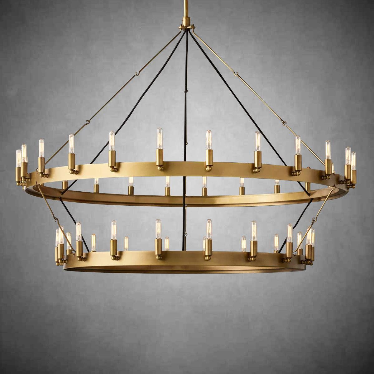 Camina Vintage Filament Two-Tier Round Chandelier 71" - GILDLAMPS