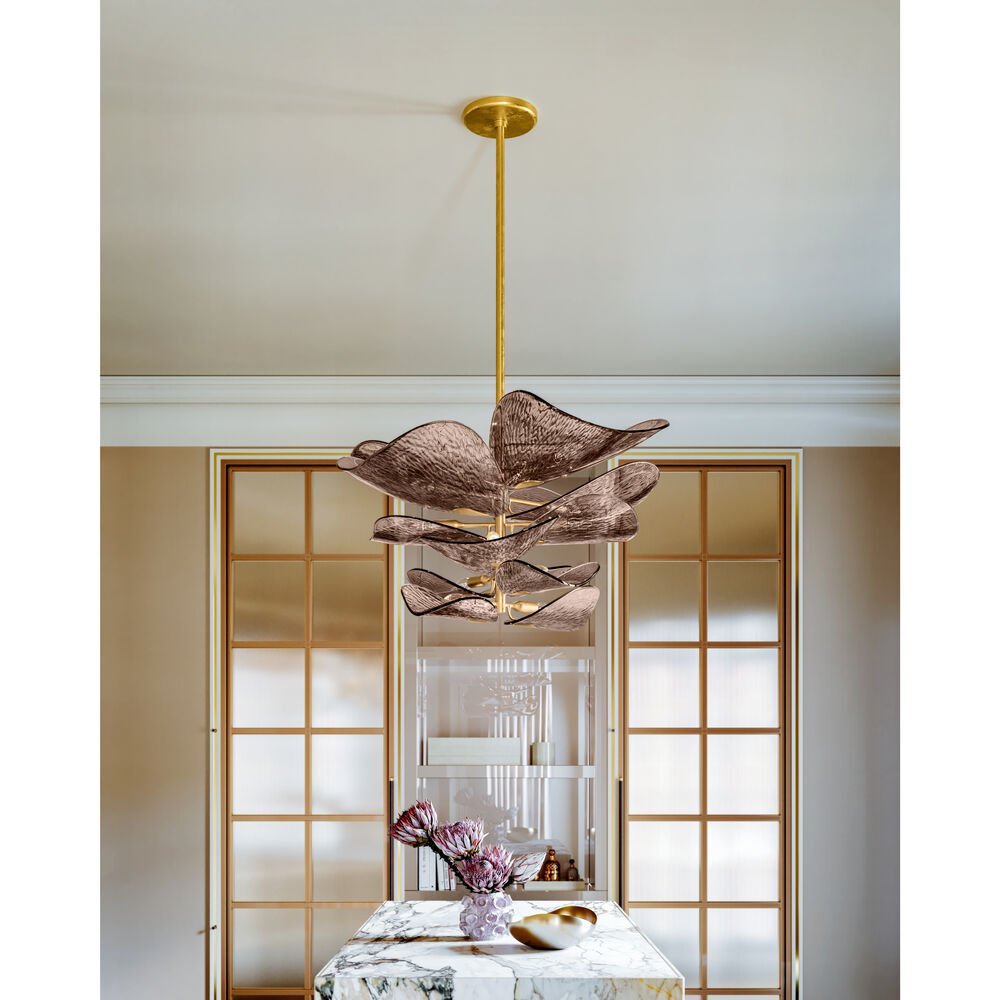 Cardiff 12-Light 35 Inch Vintage Gold Leaf Chandelier - GILDLAMPS
