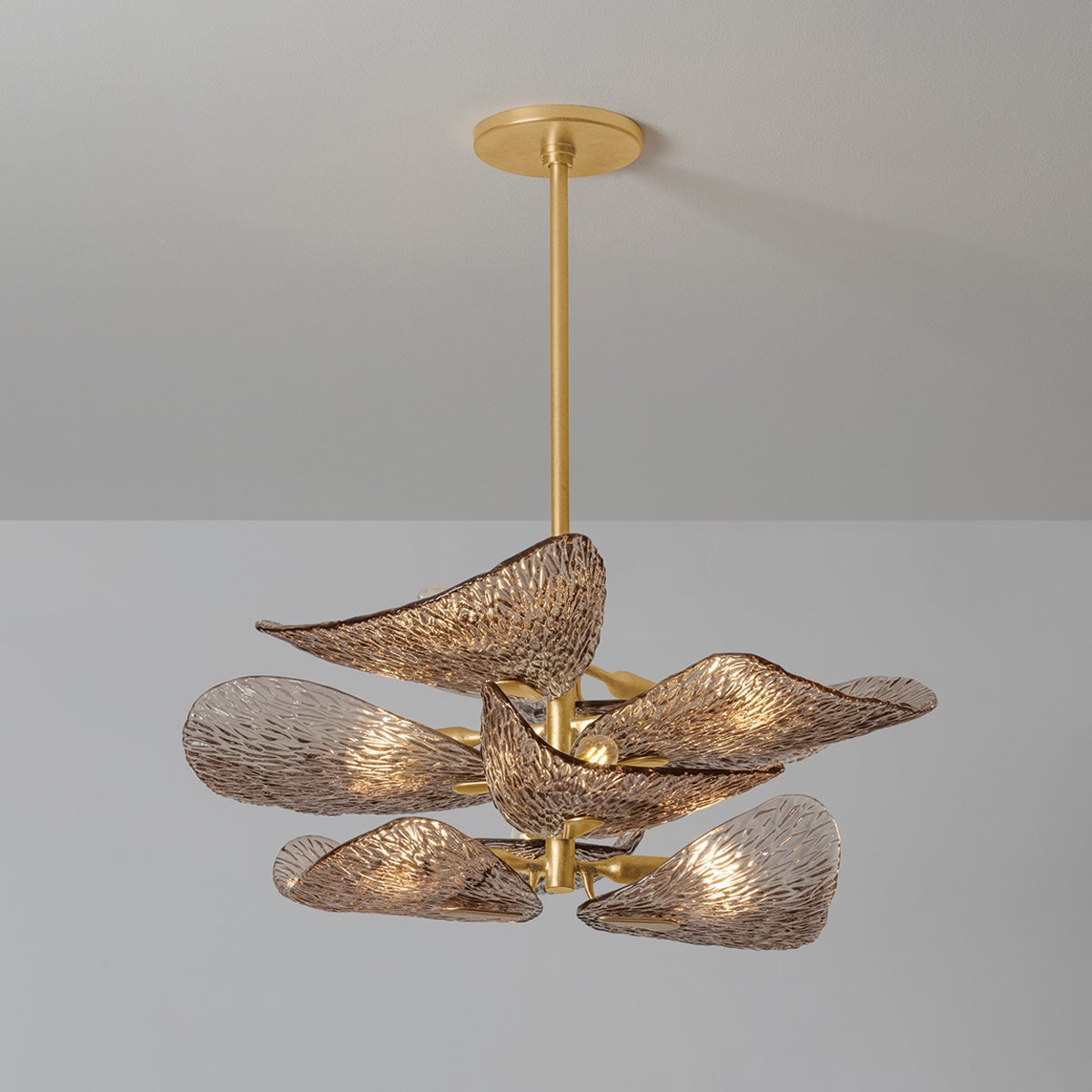 Cardiff Semi Flush Mount Chandelier 8-Light Vintage Gold Leaf - GILDLAMPS