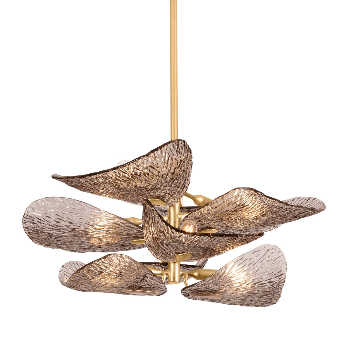 Cardiff Semi Flush Mount Chandelier 8-Light Vintage Gold Leaf - GILDLAMPS