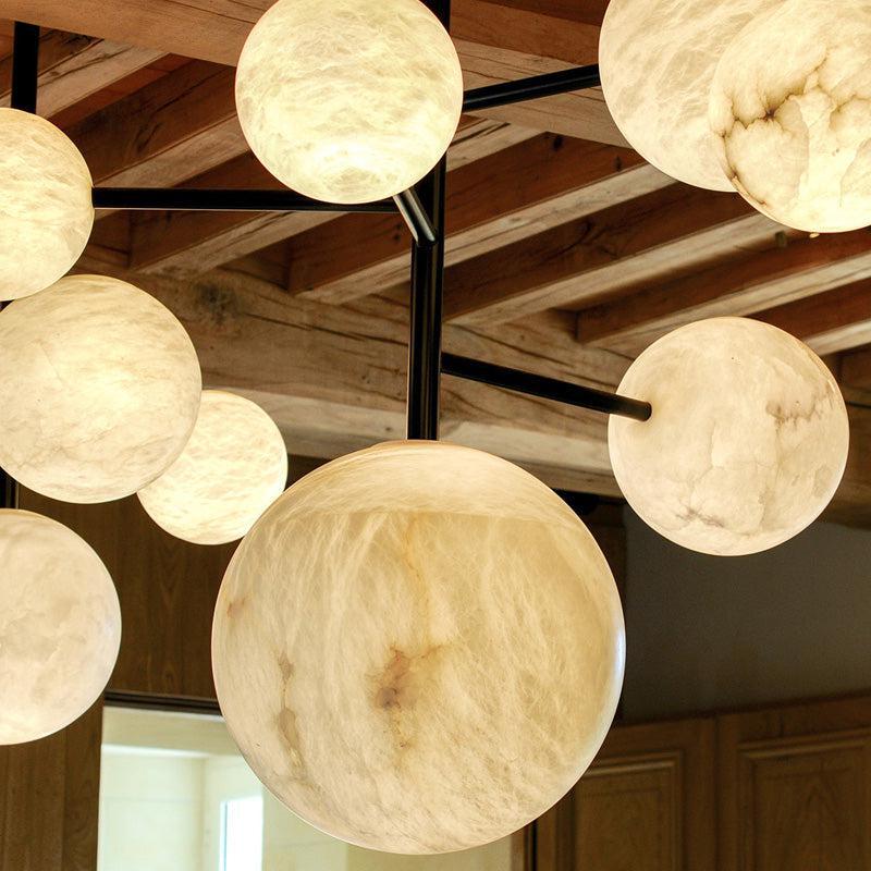 Carol Sphere Delight - Modern Artistic Alabaster Chandelier Light - GILDLAMPS