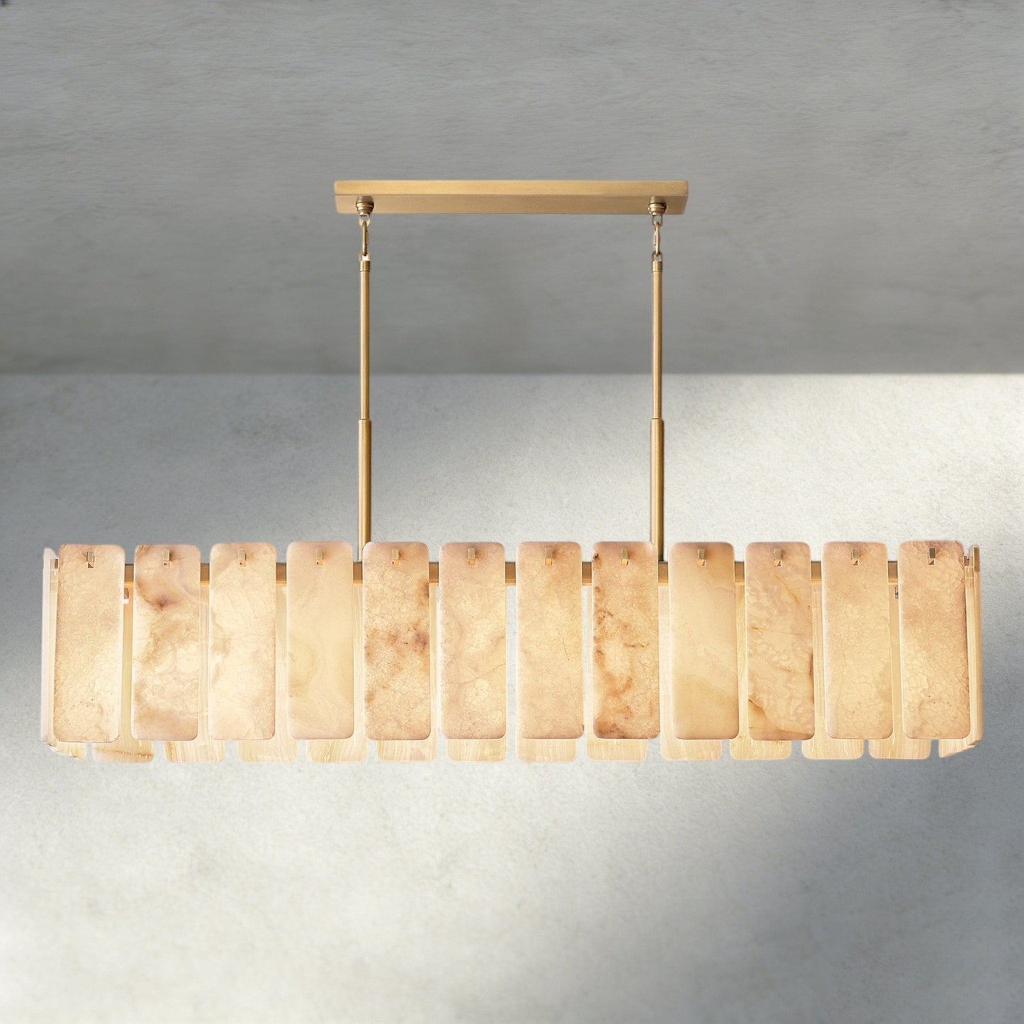 Celamotto Onyx Rectangular Alabaster Chandelier 60", 74" - GILDLAMPS