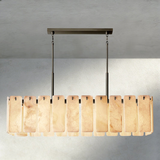 Celamotto Onyx Rectangular Alabaster Chandelier 60", 74" - GILDLAMPS