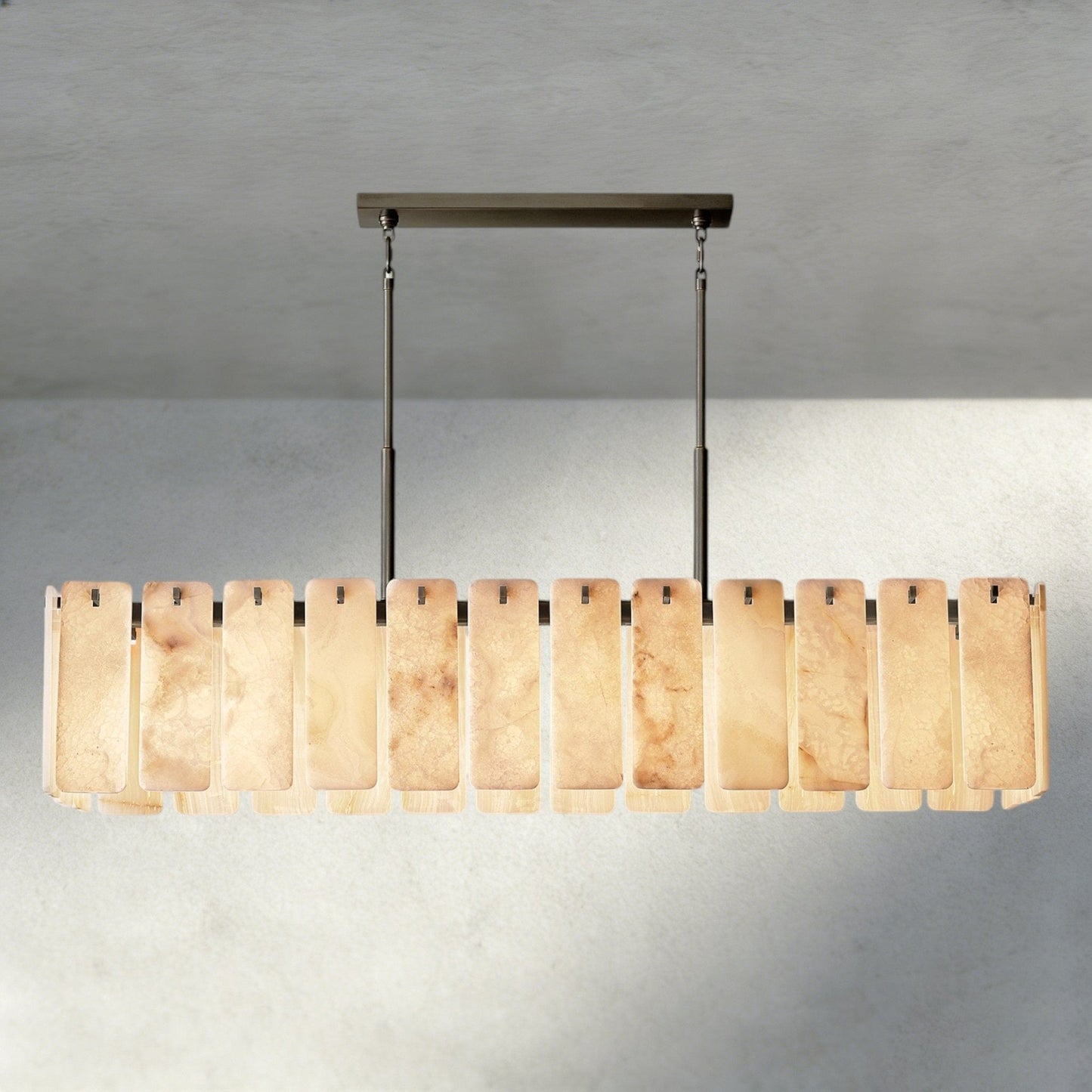 Celamotto Onyx Rectangular Alabaster Chandelier 60", 74" - GILDLAMPS