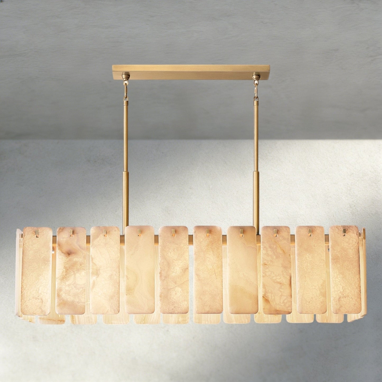 Celamotto Onyx Rectangular Alabaster Chandelier 60", 74" - GILDLAMPS