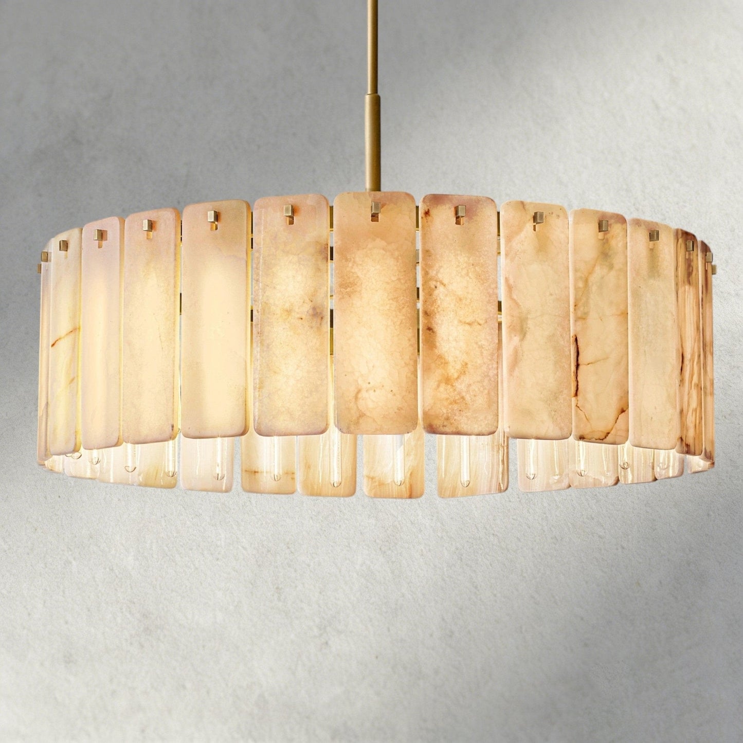 Celamotto Onyx Round Alabaster Chandelier 36". 48", 60" - GILDLAMPS