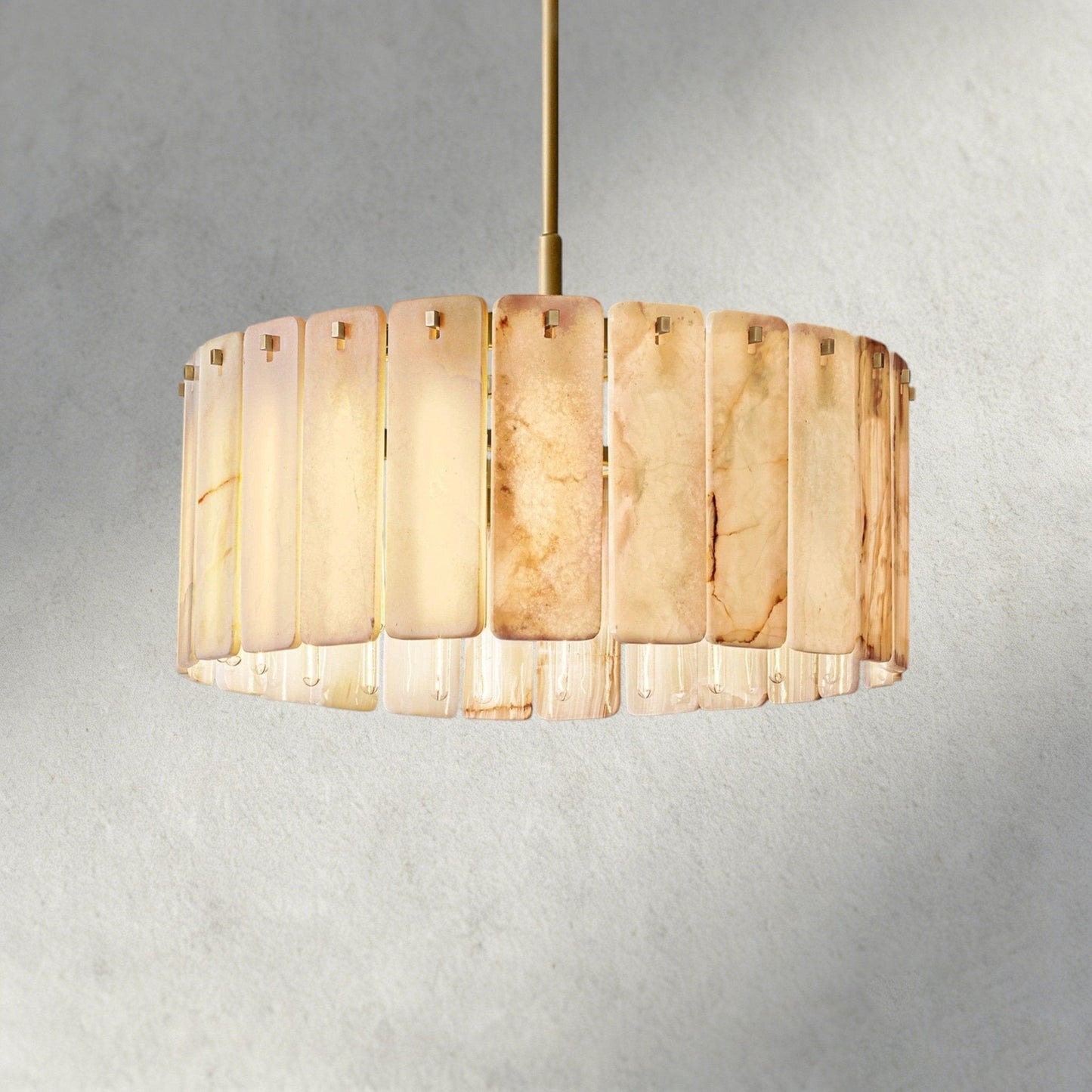 Celamotto Onyx Round Alabaster Chandelier 36". 48", 60" - GILDLAMPS