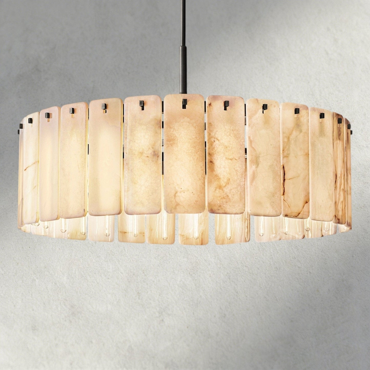 Celamotto Onyx Round Alabaster Chandelier 36". 48", 60" - GILDLAMPS