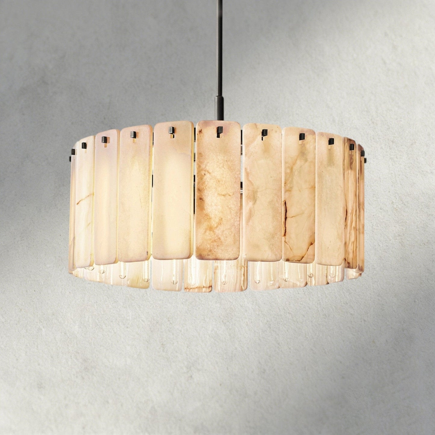 Celamotto Onyx Round Alabaster Chandelier 36". 48", 60" - GILDLAMPS