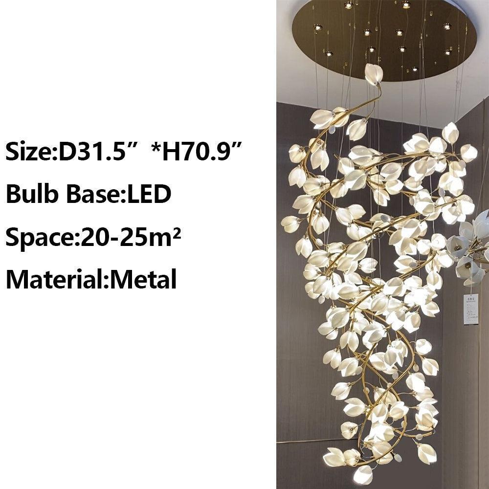 Ceramic Artistic Magnolia Spiral Pendant Ceiling Light Chandelier - GILDLAMPS