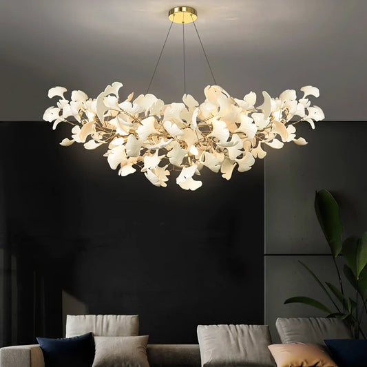 Ceramic Gingko Chandelier B - GILDLAMPS