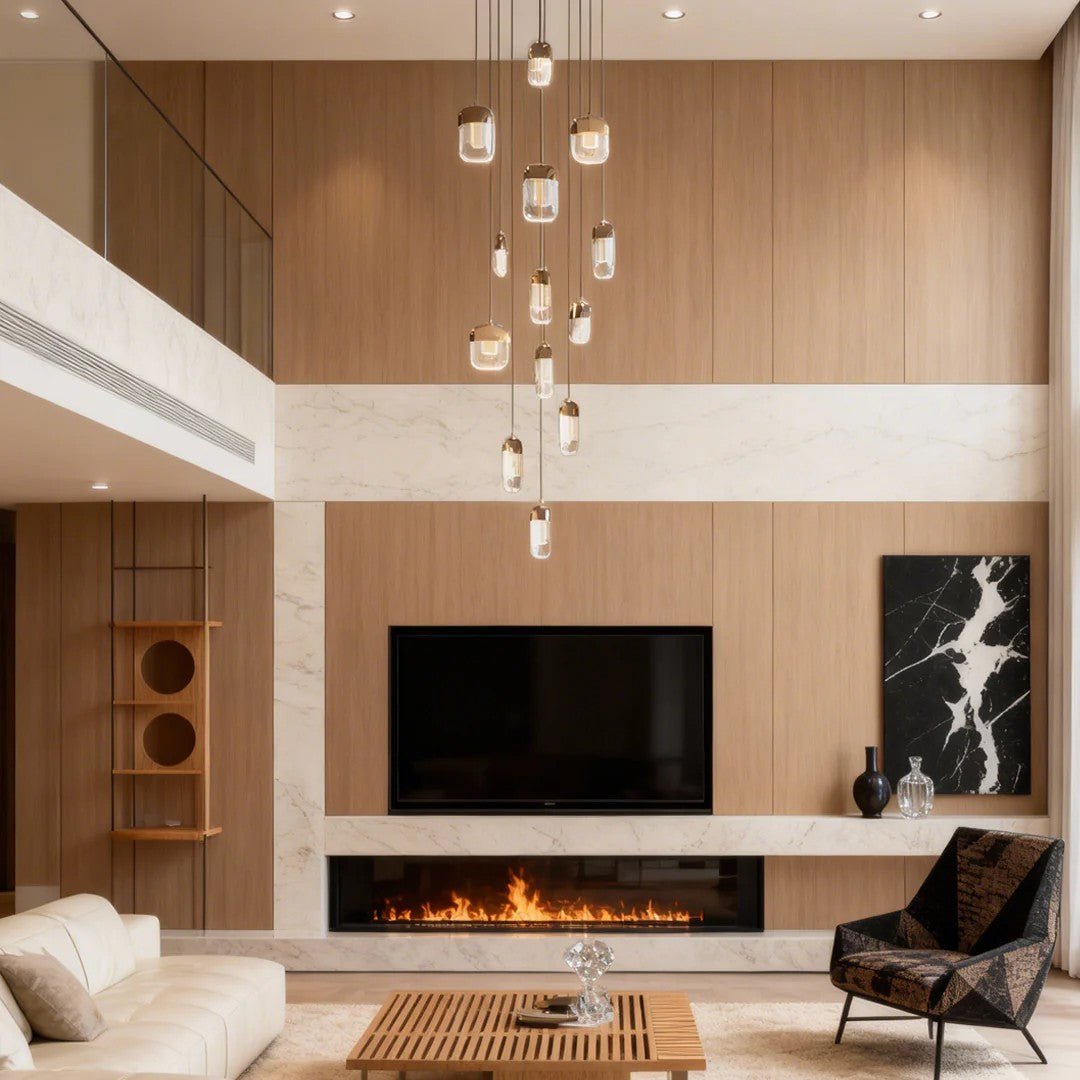 Chandelier for Staircase Full Copper Luxury Crystal Ceiling Light - GILDLAMPS