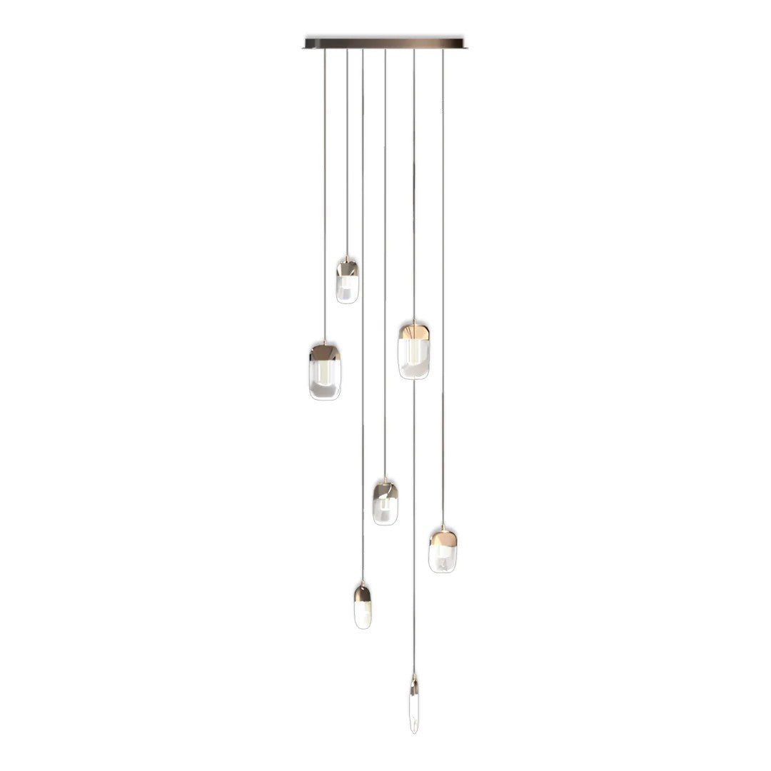 Chandelier for Staircase Full Copper Luxury Crystal Ceiling Light - GILDLAMPS