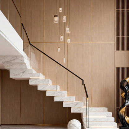 Chandelier for Staircase Full Copper Luxury Crystal Ceiling Light - GILDLAMPS