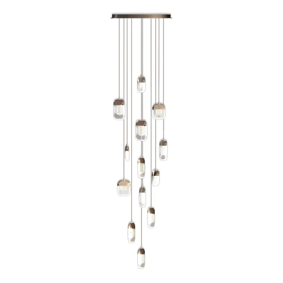 Chandelier for Staircase Full Copper Luxury Crystal Ceiling Light - GILDLAMPS