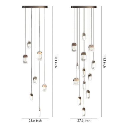 Chandelier for Staircase Full Copper Luxury Crystal Ceiling Light - GILDLAMPS