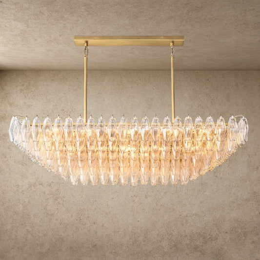 Chiara - Glass - Tiered - Rectangular - Chandelier - GILDLAMPS