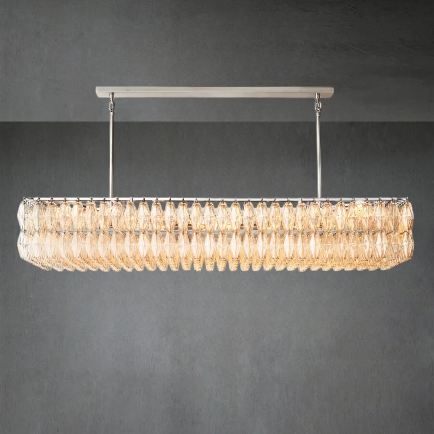 Chiaravalle Glass Rectangular Chandelier 74" - GILDLAMPS