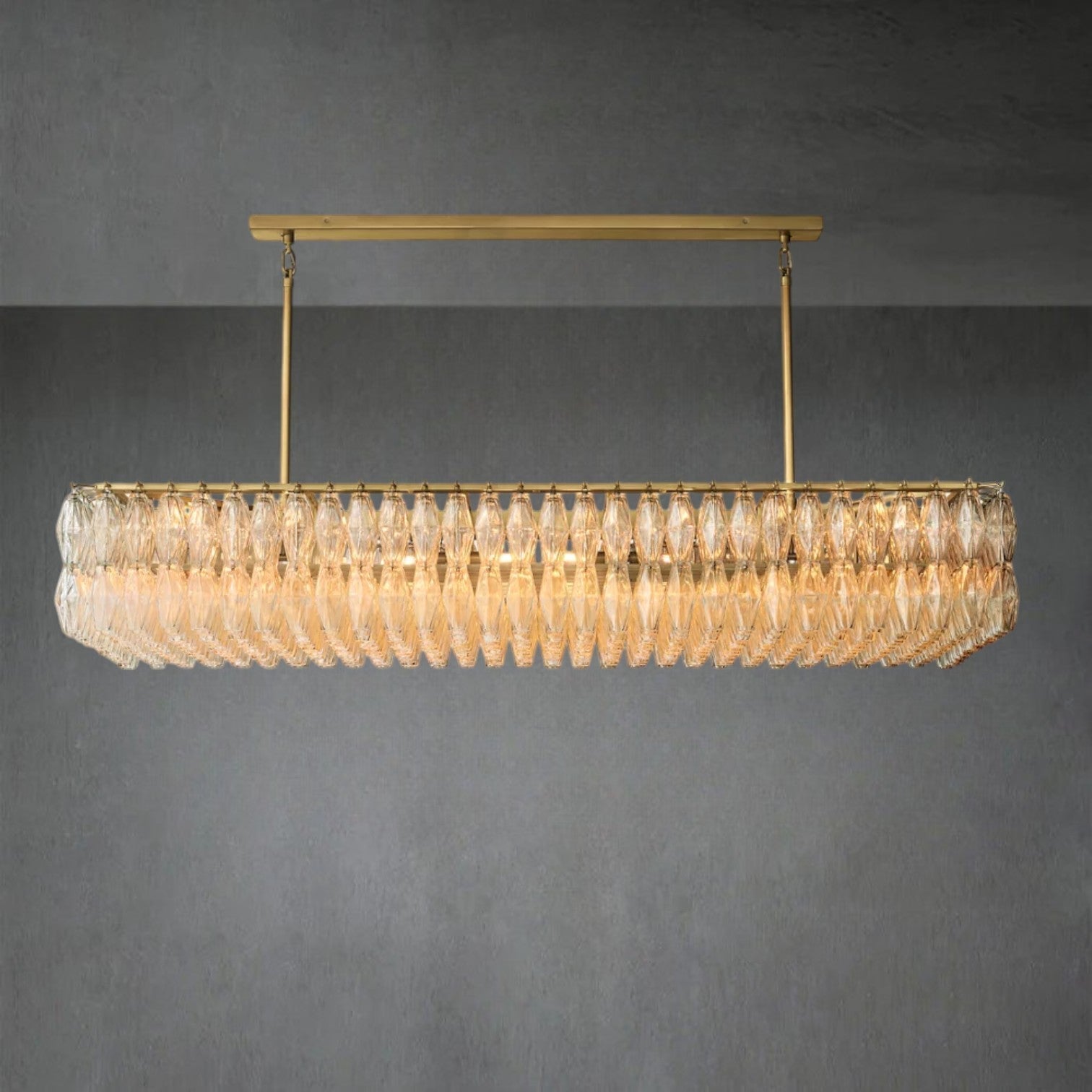 Chiaravalle Glass Rectangular Chandelier 74" - GILDLAMPS
