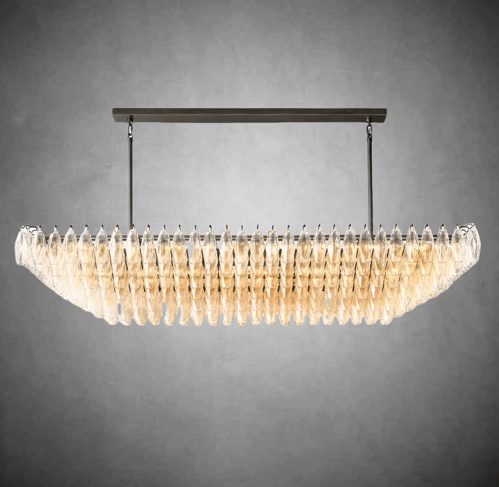 Chiaravalle Glass Tired Rectangular Chandelier 54"74'' - GILDLAMPS