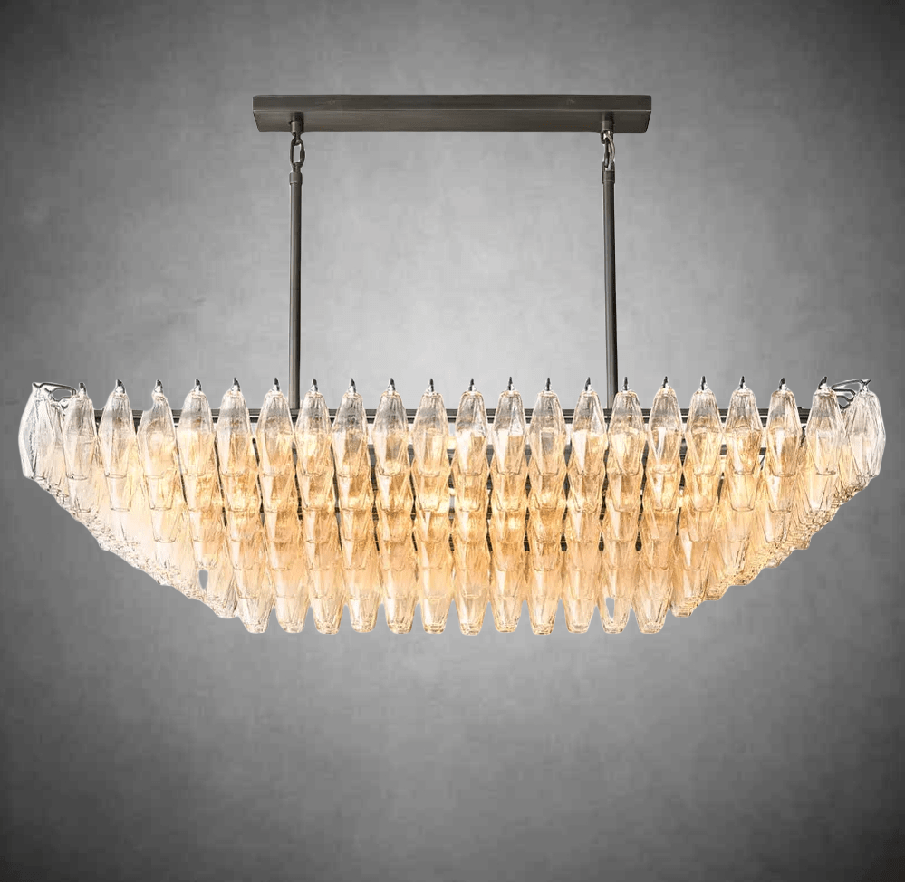 Chiaravalle Glass Tired Rectangular Chandelier 54"74'' - GILDLAMPS